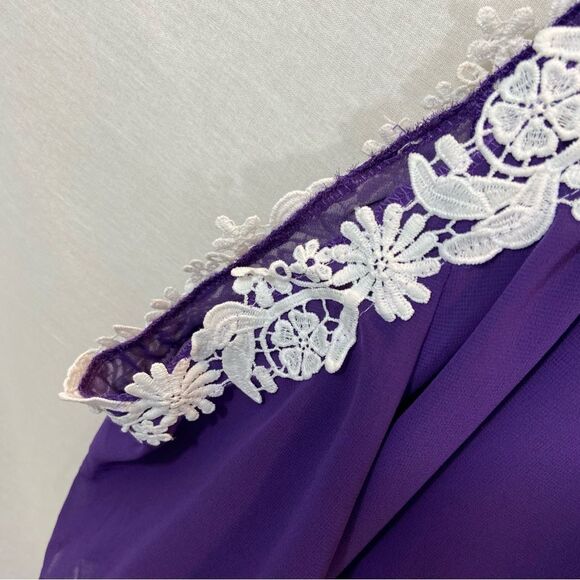 Ladies ASA Fashions Brand Purple Off Cold Shoulder Mini Shift Dress Size 2XL - Picture 8 of 12